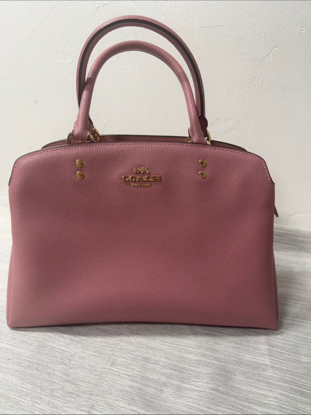 Coach Mauve Pink Leather Satchel with Gold Hardware